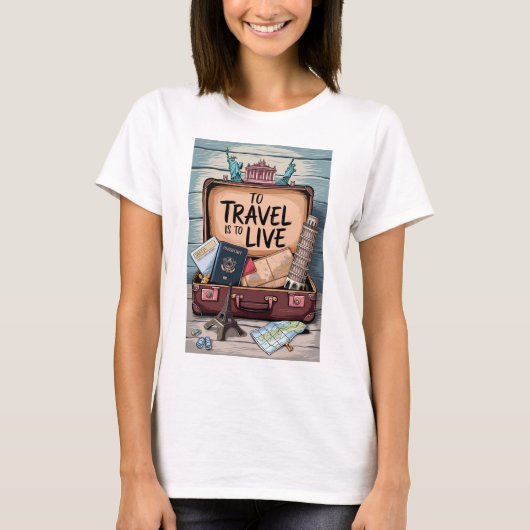 旅行は生きることだ Tシャツ (正面)