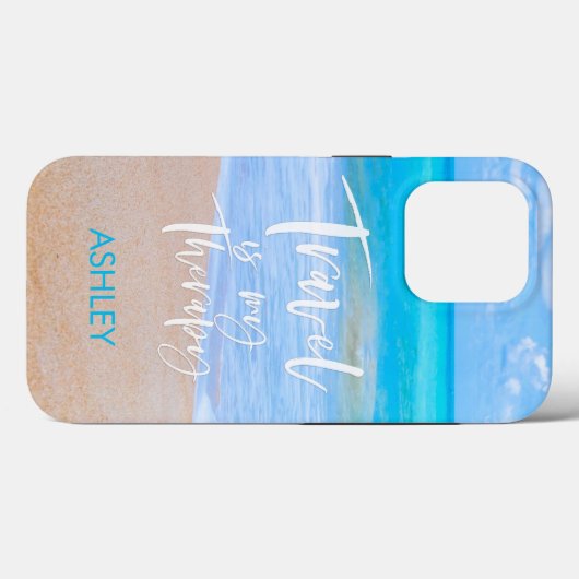 旅行は私のセラピーの白い引用文の名前のビーチです Case-Mate iPhoneケース (裏面 (横))