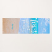 旅行は私のセラピーホワイト引用文名ビーチ ヨガマット (裏面(横))