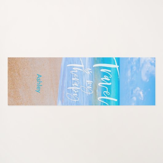 旅行は私のセラピーホワイト引用文名ビーチ ヨガマット (裏面(横))