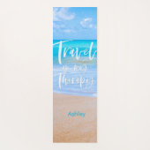 旅行は私のセラピーホワイト引用文名ビーチ ヨガマット (裏面)