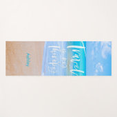 旅行は私のセラピーホワイト引用文名ビーチ ヨガマット (正面(横))