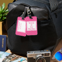 旅行は私のセラピーモダンピンクと白いドット ラゲッジタグ