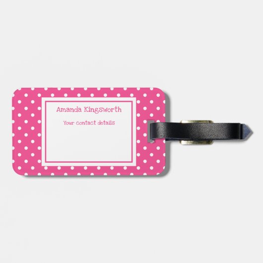旅行は私のセラピーモダンピンクと白いドット ラゲッジタグ (裏面横)