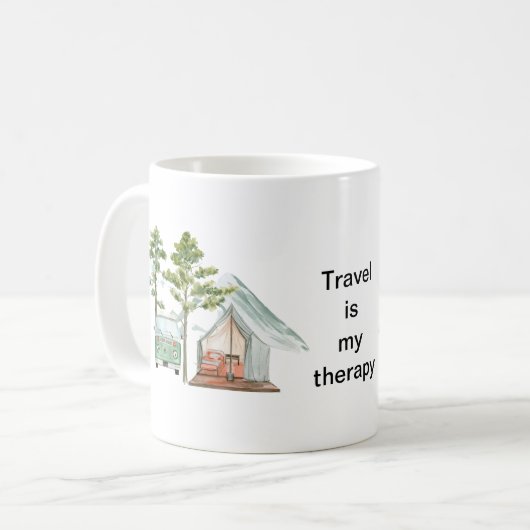 旅行は私のセラピー、旅行者のためのマグカップ、人である コーヒーマグカップ (正面左)