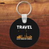 旅行は私の薬の選択の男性の女性アドベンチャーク キーホルダー (正面)