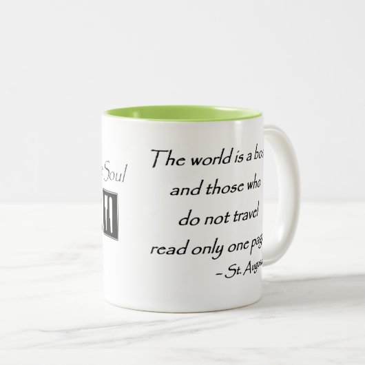 旅行は精神-コーヒー・マグ--を食べ物を与えます ツートーンマグカップ (正面右)
