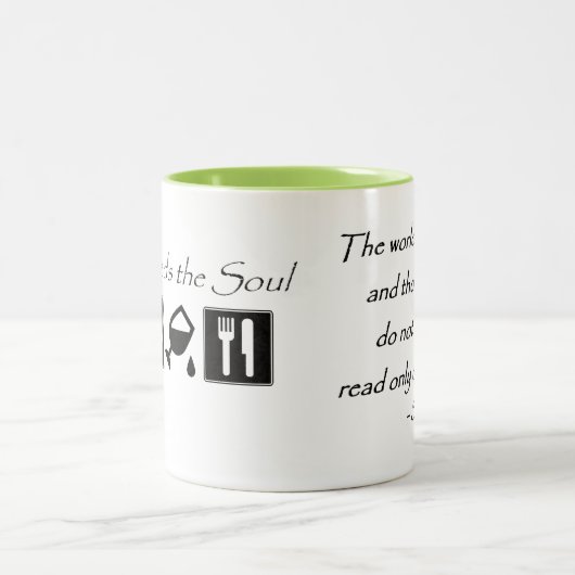 旅行は精神-コーヒー・マグ--を食べ物を与えます ツートーンマグカップ (中央)