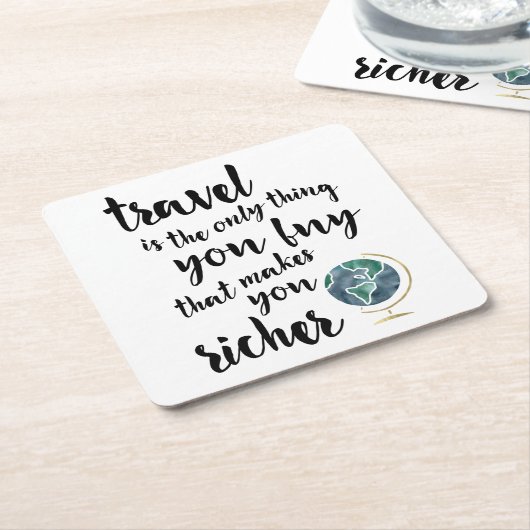 旅行は、より豊かな引用文コースター スクエアペーパーコースター (アングル)