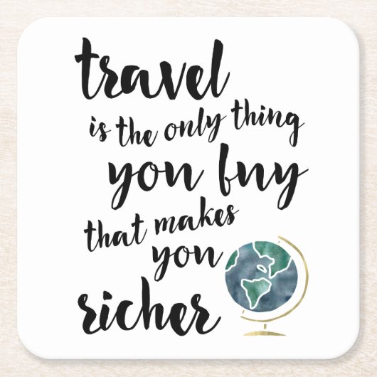 旅行は、より豊かな引用文コースター スクエアペーパーコースター (正面)