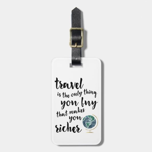 旅行は、より豊かな引用文荷物タグ ラゲッジタグ (正面縦)