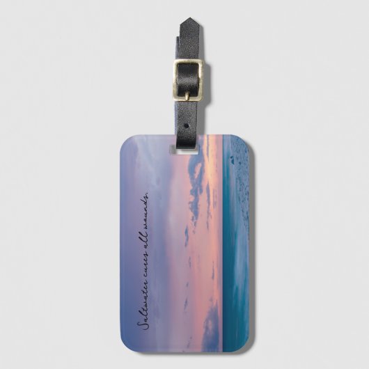旅行をテーマにしたギフトとビーチ写真 ラゲッジタグ (正面縦)