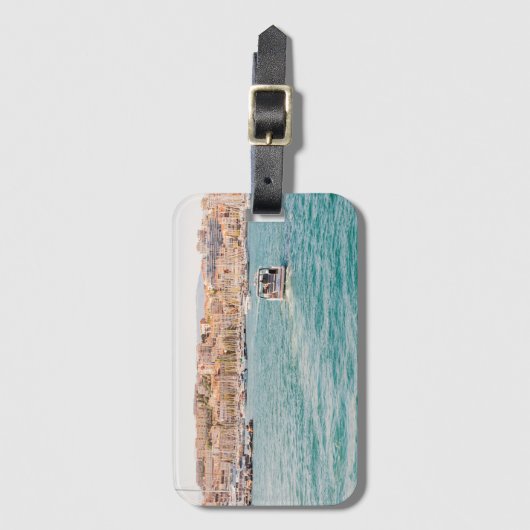 旅行をテーマにしたギフトとビーチ写真 ラゲッジタグ (正面縦)
