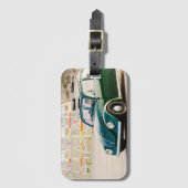 旅行をテーマにしたギフトとビーチ車の写真 ラゲッジタグ (正面縦)