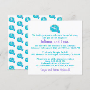 旅行をテーマにしたバット・ミツバの招待状 招待状