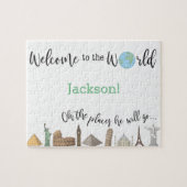 旅行をテーマにしたパズル – ベビーシャワーギフトアイディア ジグソーパズル (横)