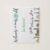 旅行をテーマにしたパズル – ベビーシャワーギフトアイディア ジグソーパズル (縦)