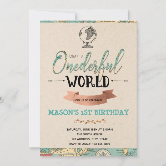 旅行をテーマにしたパーティーの招待状 招待状 (正面)