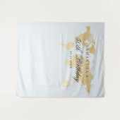 旅行をテーマにしたパーティー 青い地図の写真セルフィーバックドロップ タペストリー (正面(横))