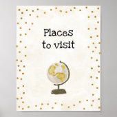 旅行をテーマにしたブライダルシャワー標識 ポスター (正面)