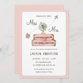 旅行をテーマにしたブライダルシャワー 招待状 (正面/裏面)