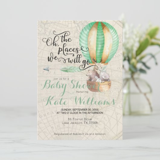 旅行をテーマにしたベビーシャワー招待状 (スタンド正面)
