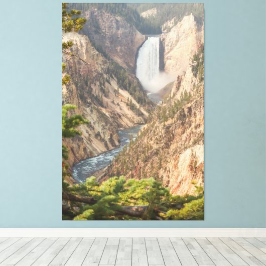 旅行をテーマにしたホームデコールと滝の写真 キャンバスプリント (インサイチュ (ウッドフロア))