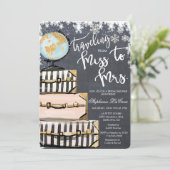 旅行をテーマにした冬のブライダルシャワーへの招待 招待状 (スタンド正面)