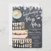 旅行をテーマにした冬のブライダルシャワーへの招待 招待状 (正面)