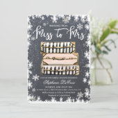 旅行をテーマにした冬のブライダルシャワーへの招待 招待状 (スタンド正面)