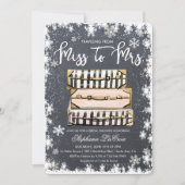 旅行をテーマにした冬のブライダルシャワーへの招待 招待状 (正面)