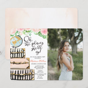 旅行をテーマにした別れのパーティー写真招待状 招待状