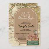 旅行をテーマにした卒業パーティーの招待状 招待状 (正面/裏面)