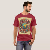 旅行をテーマにした地球儀 Tシャツ (正面フル)