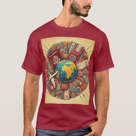 旅行をテーマにした地球儀 Tシャツ