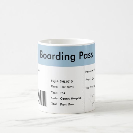 旅行をテーマにした妊娠告知チケット コーヒーマグカップ (中央)