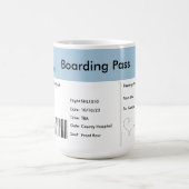 旅行をテーマにした妊娠告知飛行機チケット コーヒーマグカップ (中央)