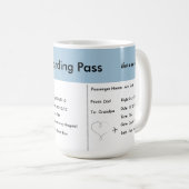 旅行をテーマにした妊娠告知飛行機チケット コーヒーマグカップ (正面右)