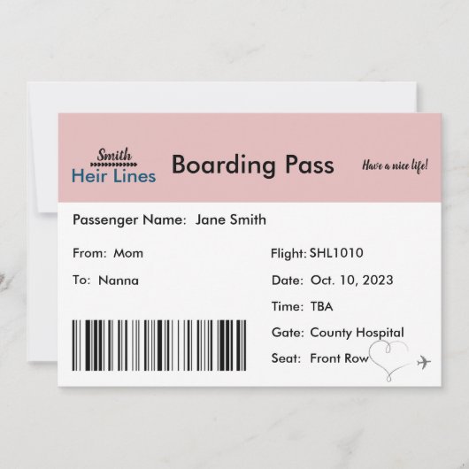 旅行をテーマにした妊娠告知(ニュートラル) 案内状 (正面)