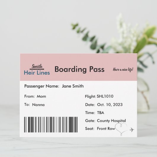 旅行をテーマにした妊娠告知（ニュートラル） 案内状 (スタンド正面)