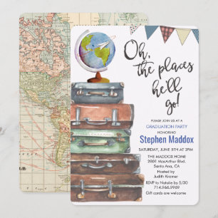 旅行をテーマにした男性卒業パーティー招待状 招待状