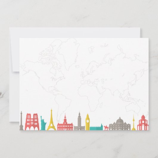 旅行をテーマにした結婚式の目的地への招待 招待状 (裏面)