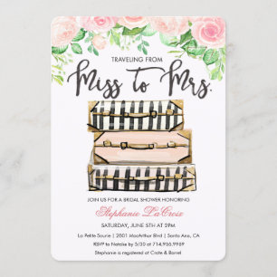 旅行をテーマにした花のウェディングシャワー招待状 招待状