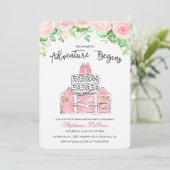 旅行をテーマにした花の招待状 招待状 (スタンド正面)