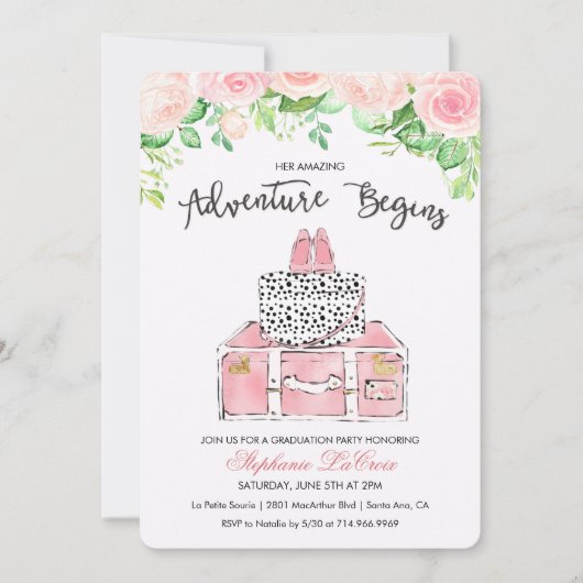 旅行をテーマにした花の招待状 招待状 (正面)