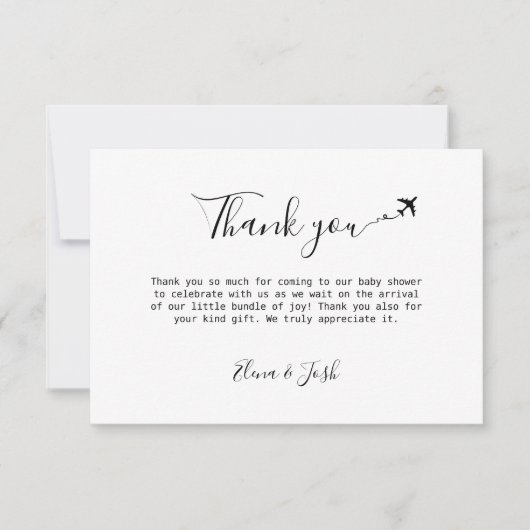 旅行をテーマにした赤ちゃんシャワーかわいいフラットサンキューカード サンキューカード (正面)