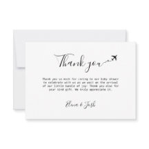 旅行をテーマにした赤ちゃんシャワーかわいいフラットサンキューカード