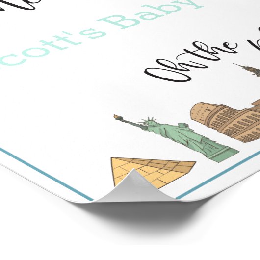 旅行をテーマにした赤ちゃんシャワーポスター ポスター (角)