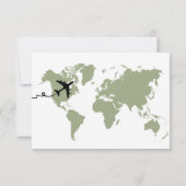 旅行をテーマにした赤ちゃんシャワー世界地図Sage Green サンキューカード (裏面)