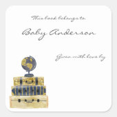 旅行をテーマにした赤ちゃんシャワー蔵書票シール スクエアシール (正面)